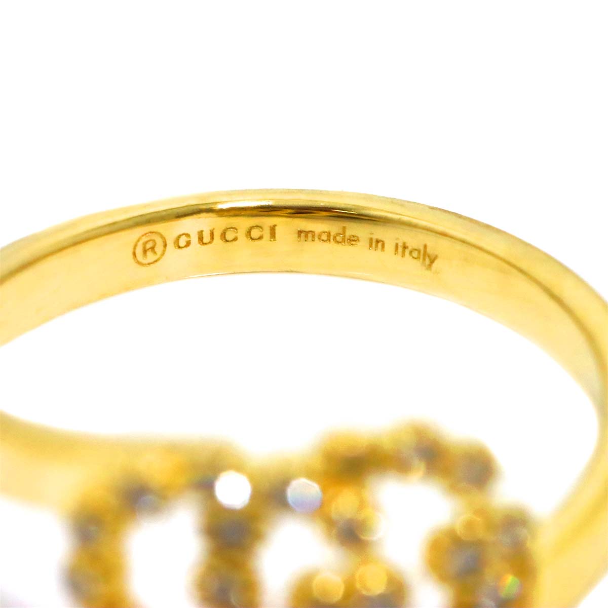 GG Running Diamond Ring 18K Yellow Gold 750 Size6 3.75(US)