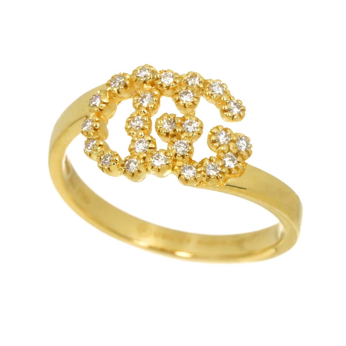 GG Running Diamond Ring 18K Yellow Gold 750 Size6 3.75(US)