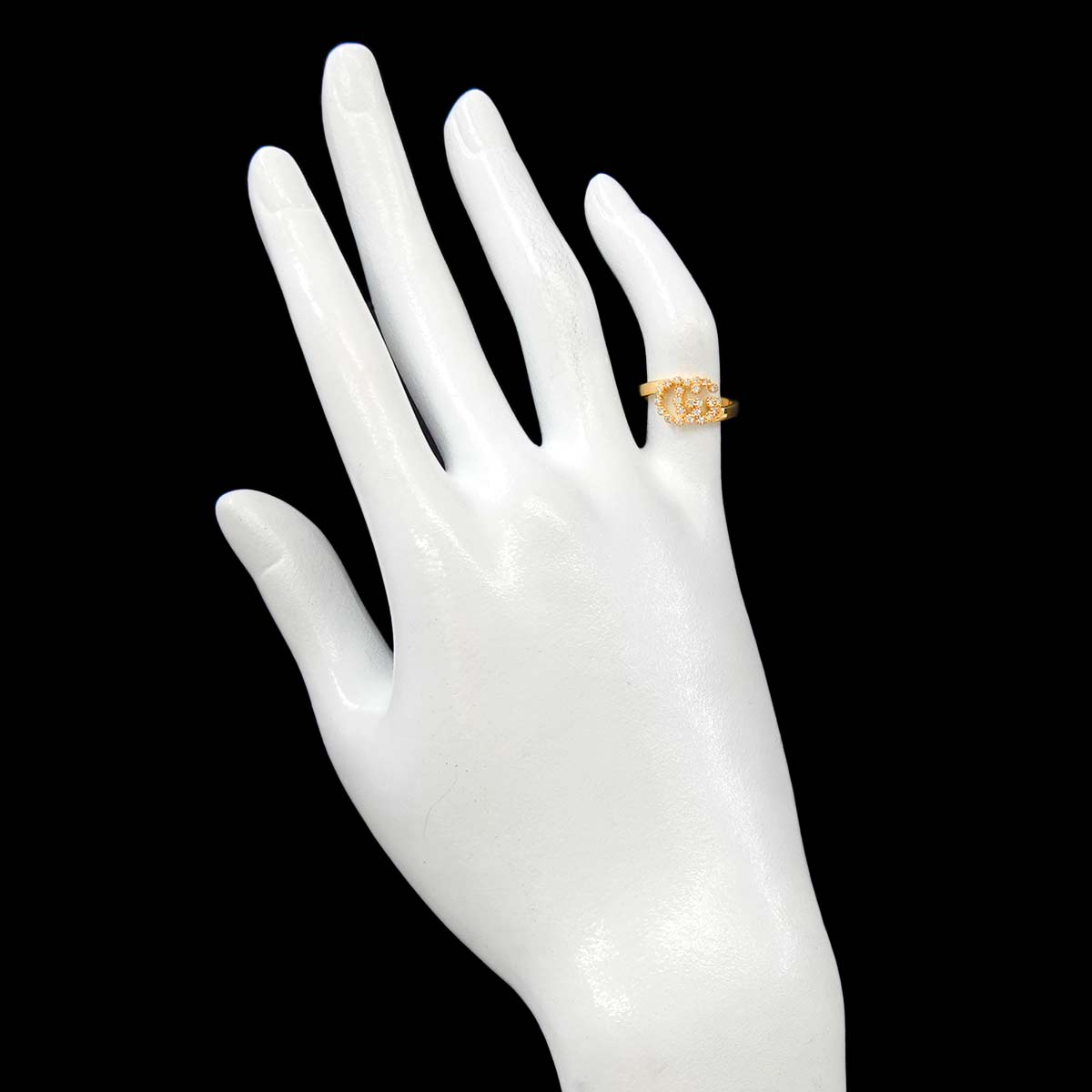 GG Running Diamond Ring 18K Yellow Gold 750 Size6 3.75(US)