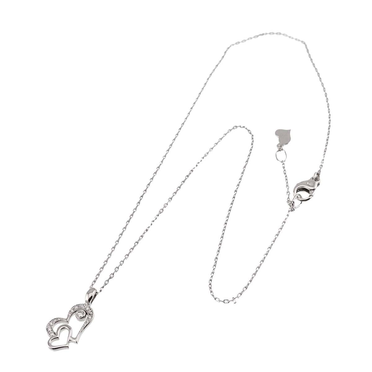 Lime Light Double Heart Diamond Necklace 18K WG 750