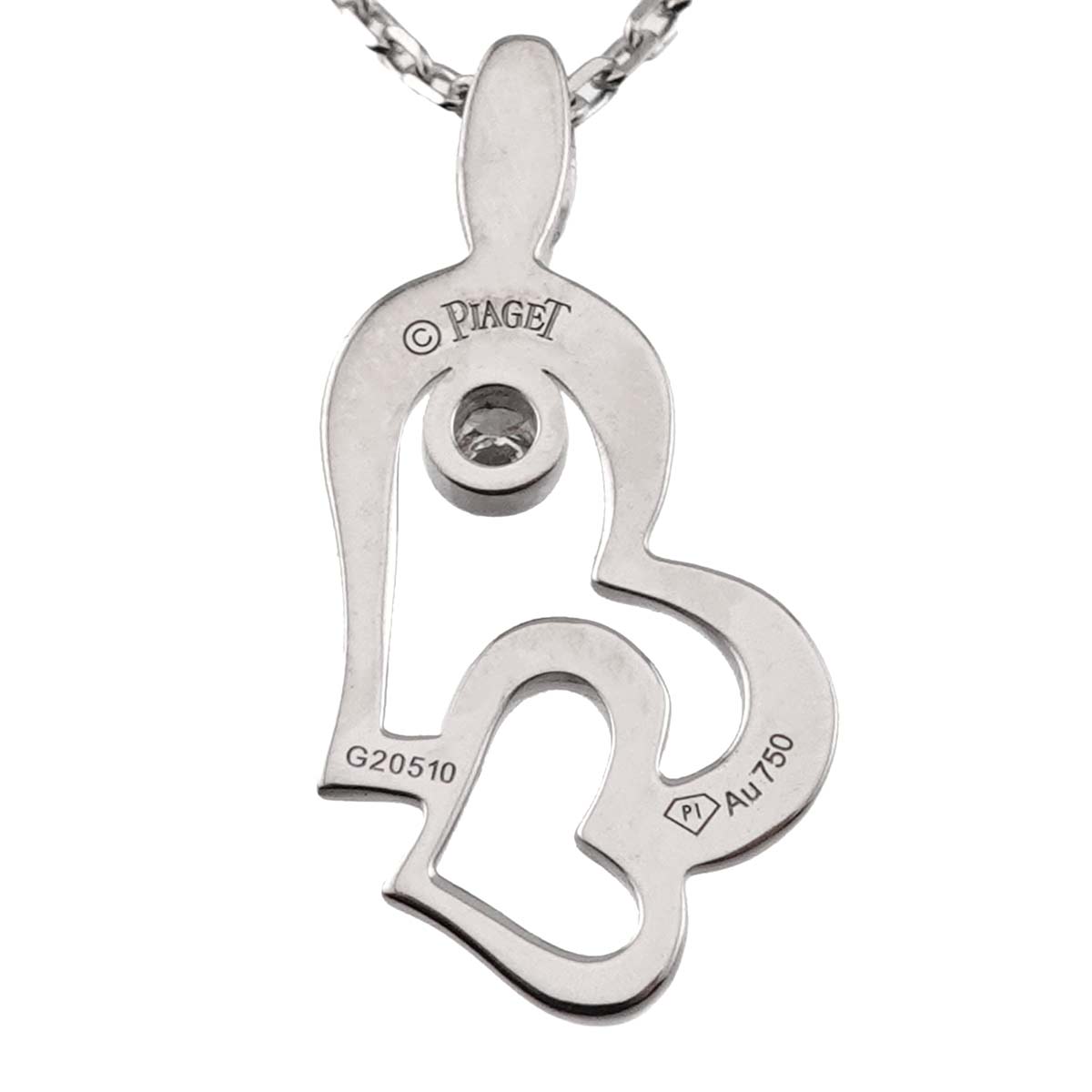 Lime Light Double Heart Diamond Necklace 18K WG 750