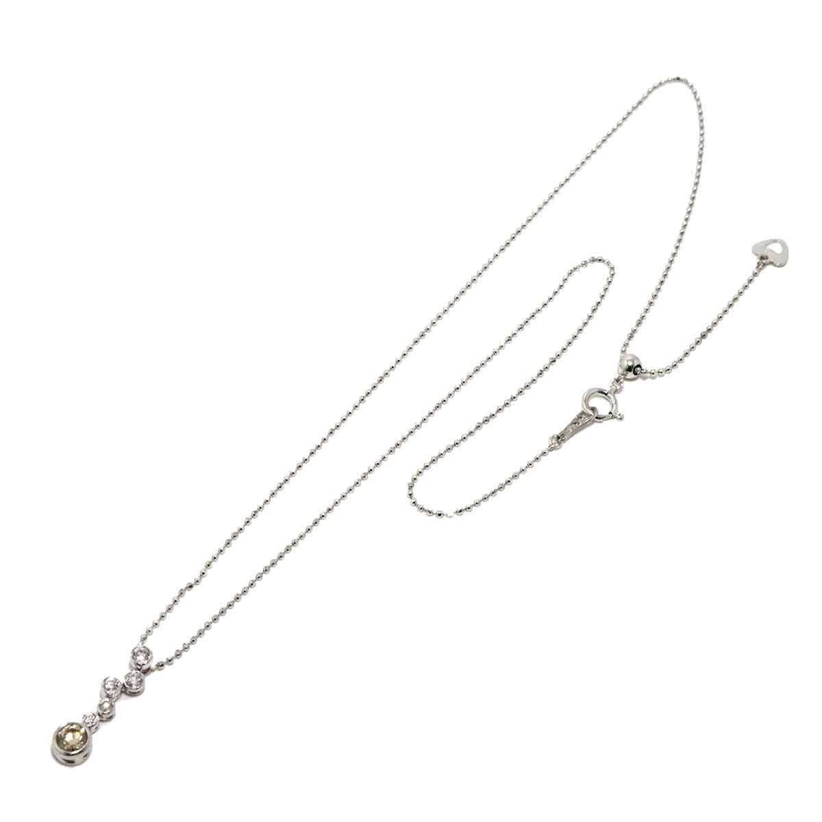 Brown Diamond 0.30ct Diamond 0.20ct Necklace Platinum