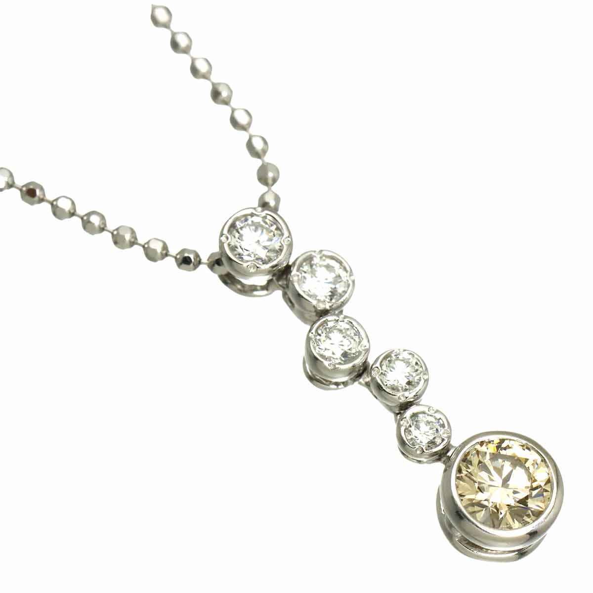 Brown Diamond 0.30ct Diamond 0.20ct Necklace Platinum