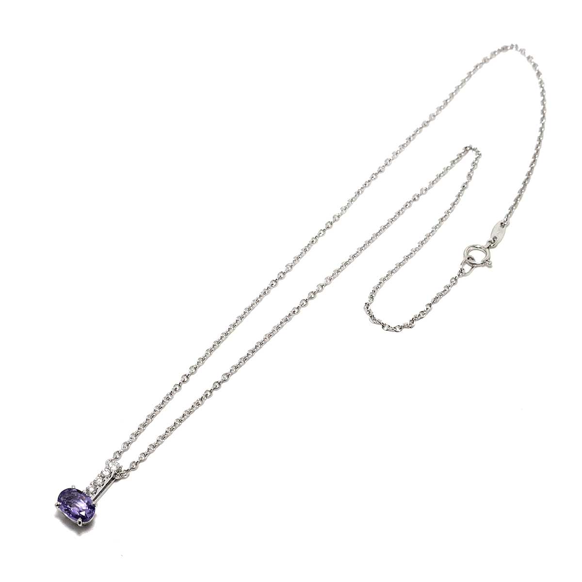 Sapphire 1.17ct Diamond 0.15ct Necklace 18K WG 750
