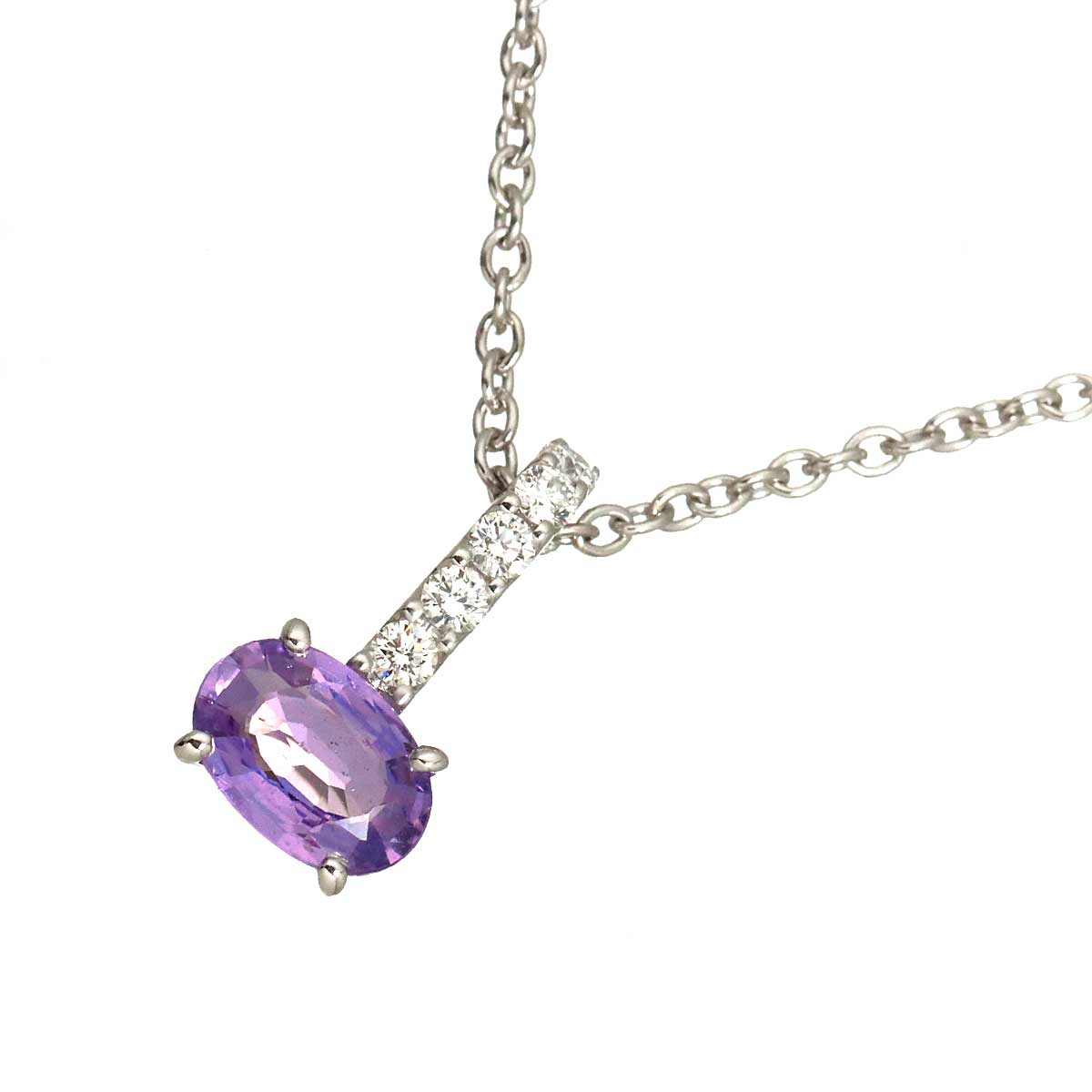 Sapphire 1.17ct Diamond 0.15ct Necklace 18K WG 750