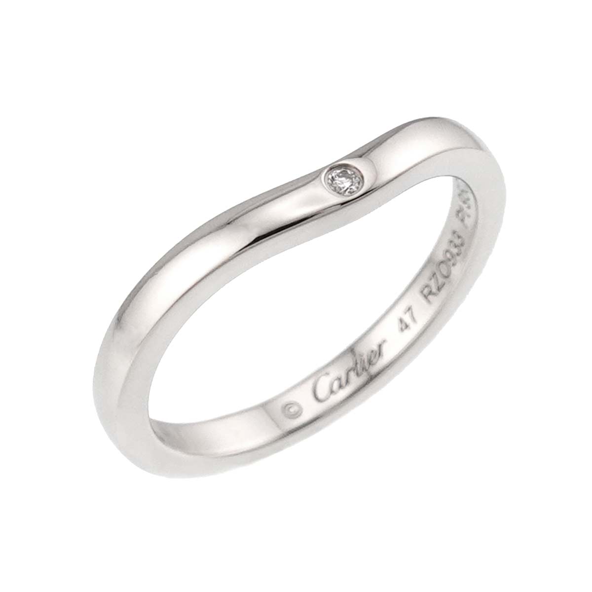 Ballerine curve Diamond 3P Ring Pt Pt size47 4(US)