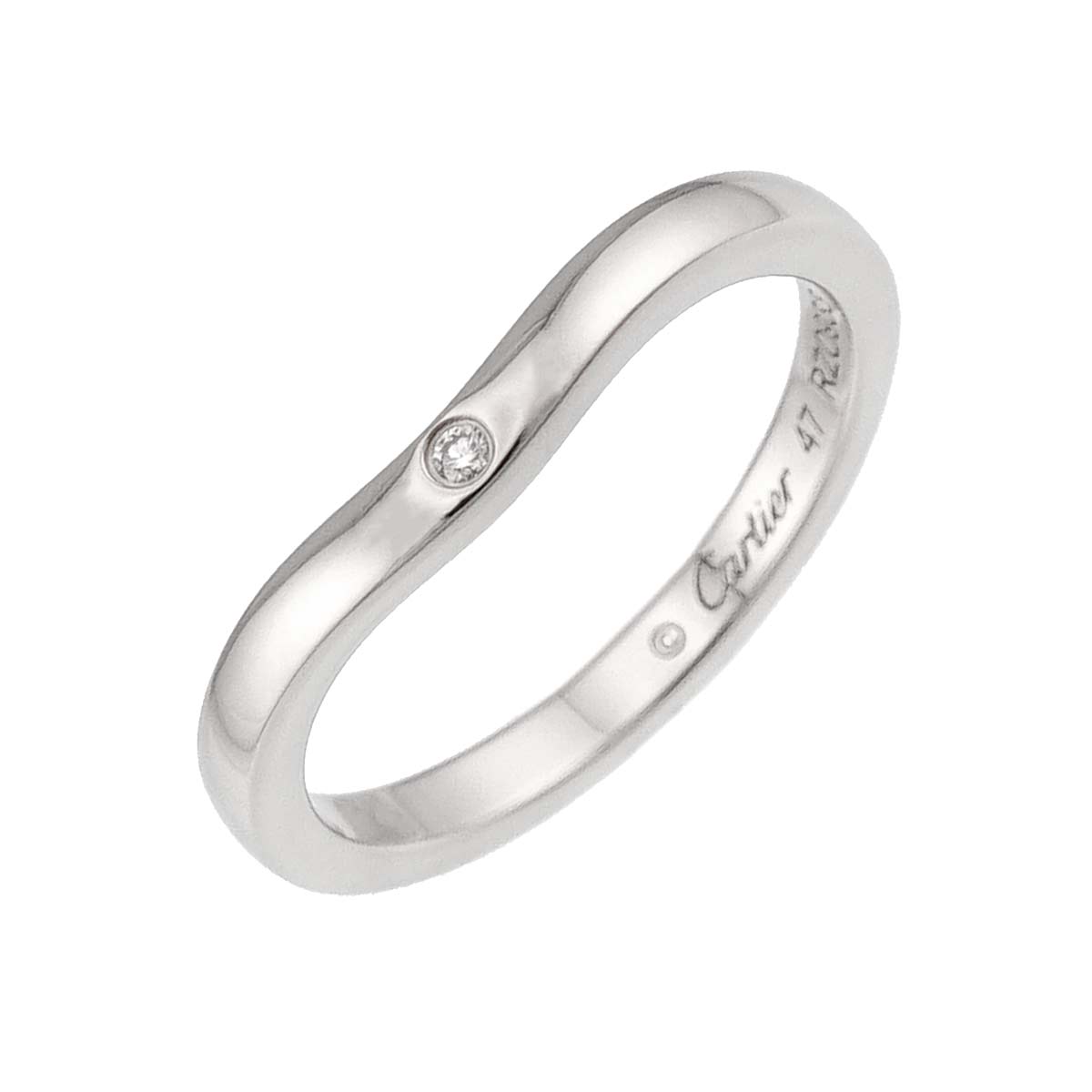 Ballerine curve Diamond 3P Ring Pt Pt size47 4(US)