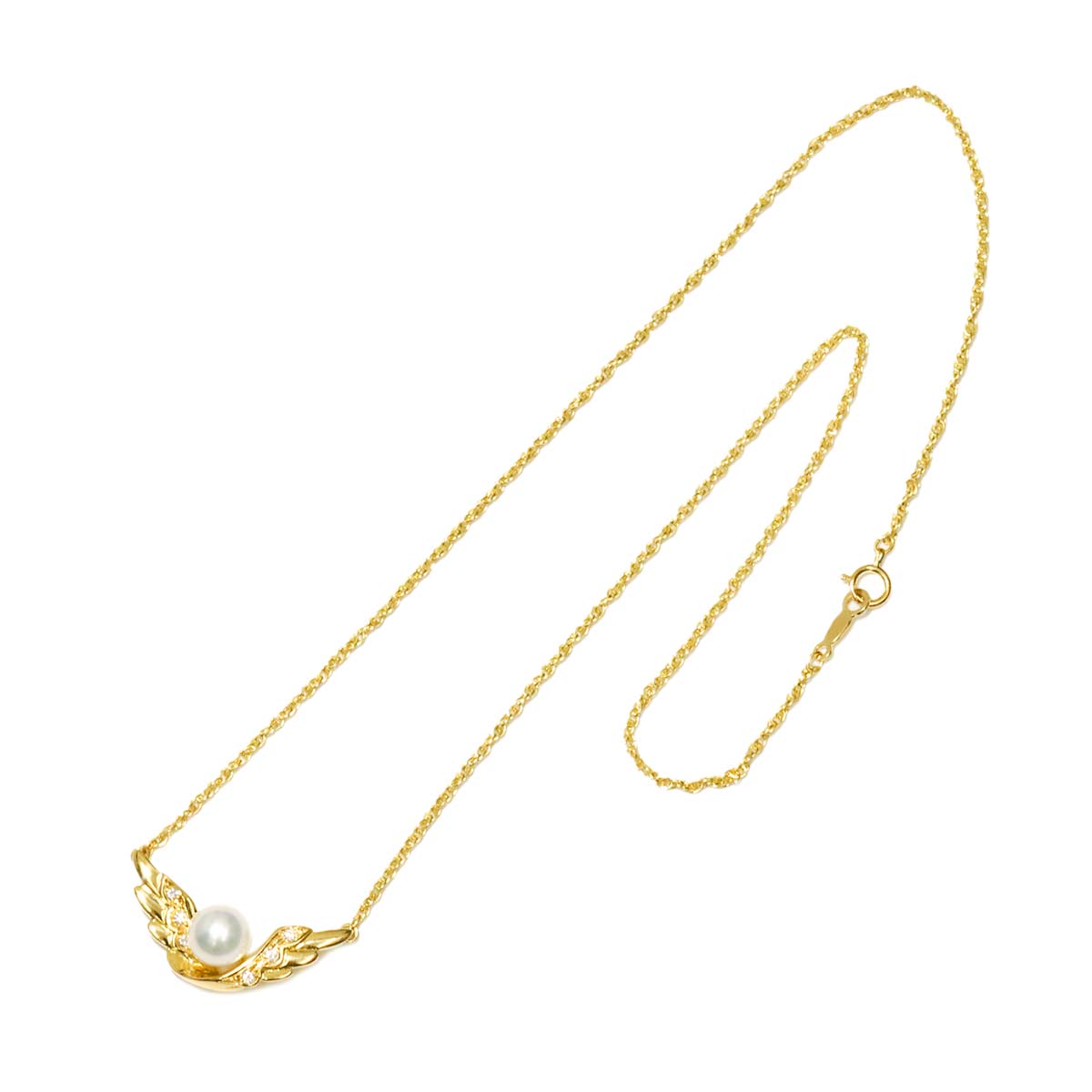 Akoya Pearl 6.9mm Diamond Necklace 18K YG 750