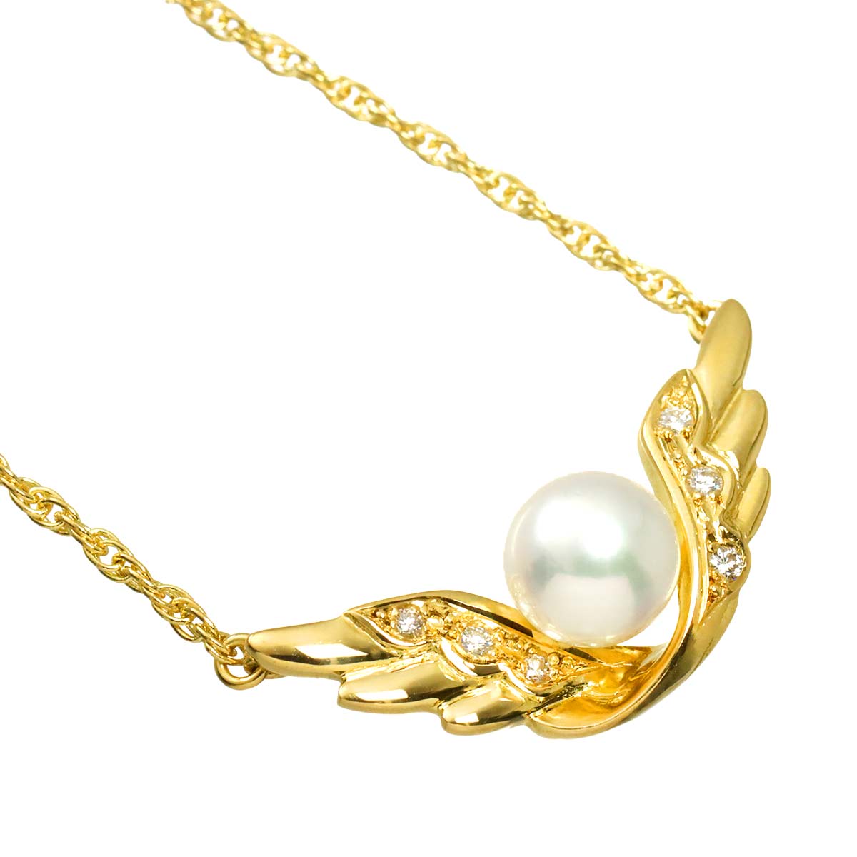 Akoya Pearl 6.9mm Diamond Necklace 18K YG 750