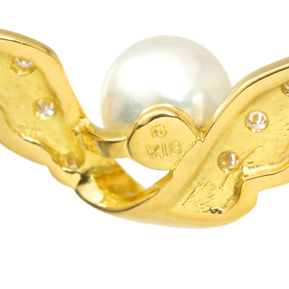 Akoya Pearl 6.9mm Diamond Necklace 18K YG 750