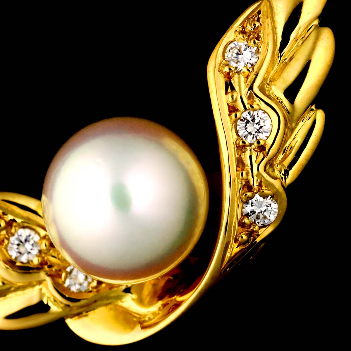 Akoya Pearl 6.9mm Diamond Necklace 18K YG 750