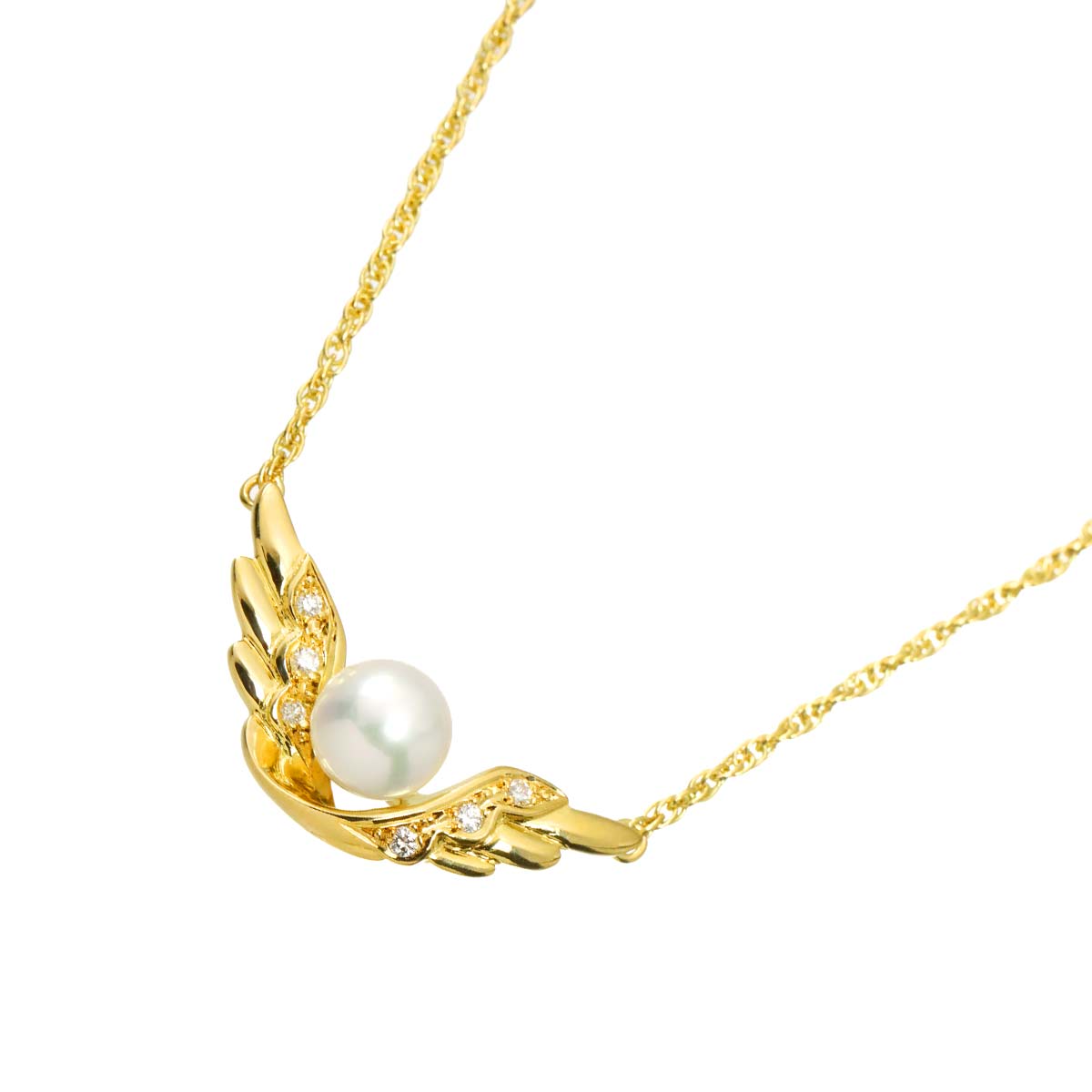 Akoya Pearl 6.9mm Diamond Necklace 18K YG 750