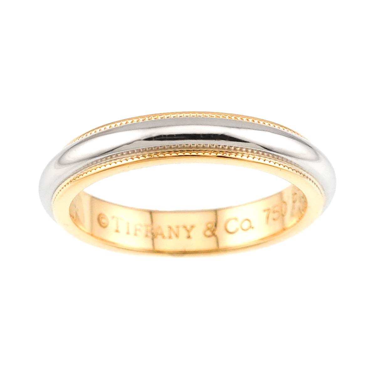 Milgrain Band Ring 18K 750 YG Pt Platinum Size4.75-5(US)