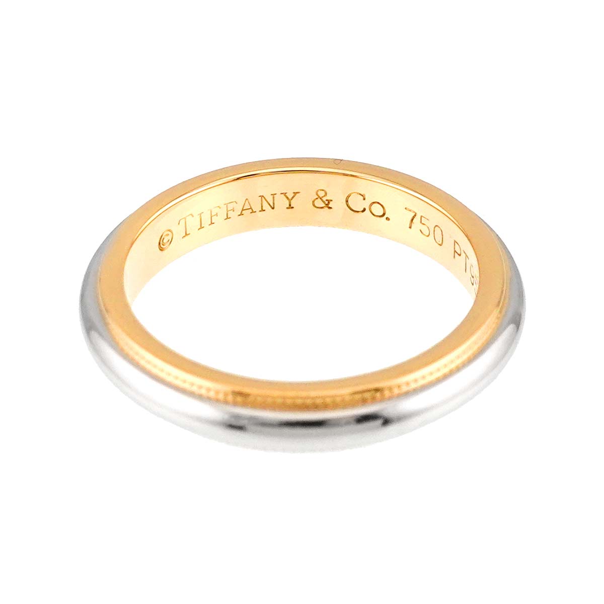 Milgrain Band Ring 18K 750 YG Pt Platinum Size4.75-5(US)