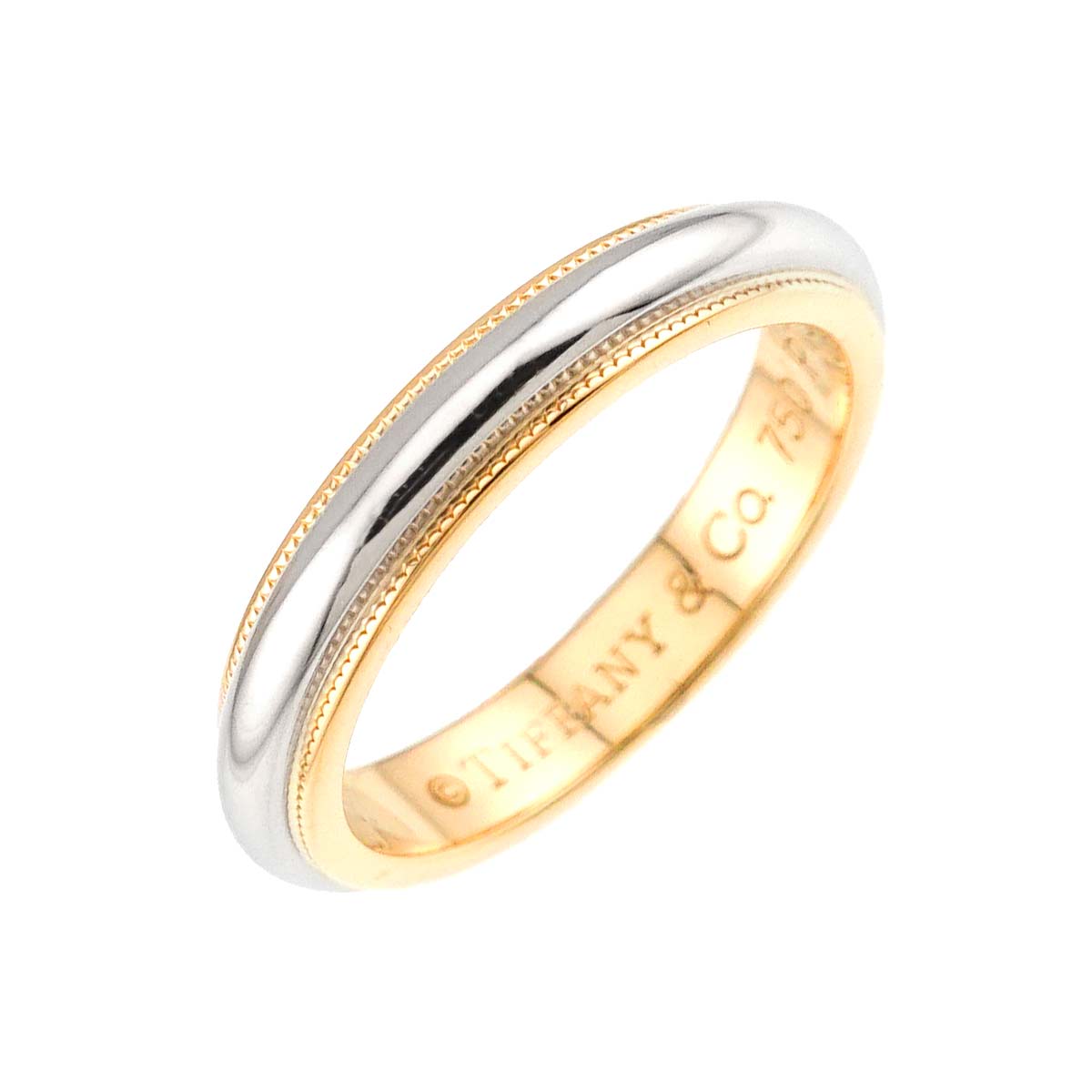 Milgrain Band Ring 18K 750 YG Pt Platinum Size4.75-5(US)