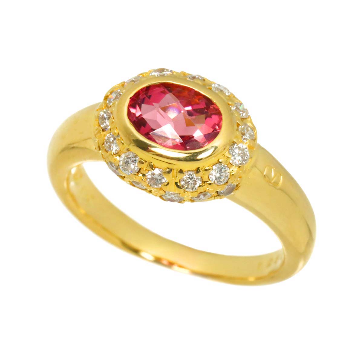 Tourmaline 1.06ct Diamond 0.53ct Ring 18K YG 750 Size6.75(US)