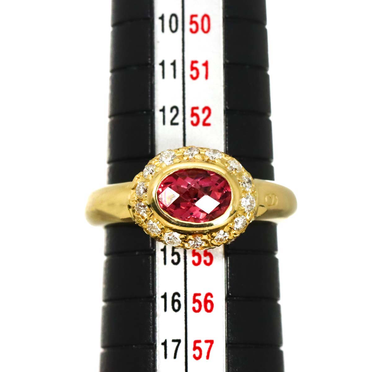 Tourmaline 1.06ct Diamond 0.53ct Ring 18K YG 750 Size6.75(US)