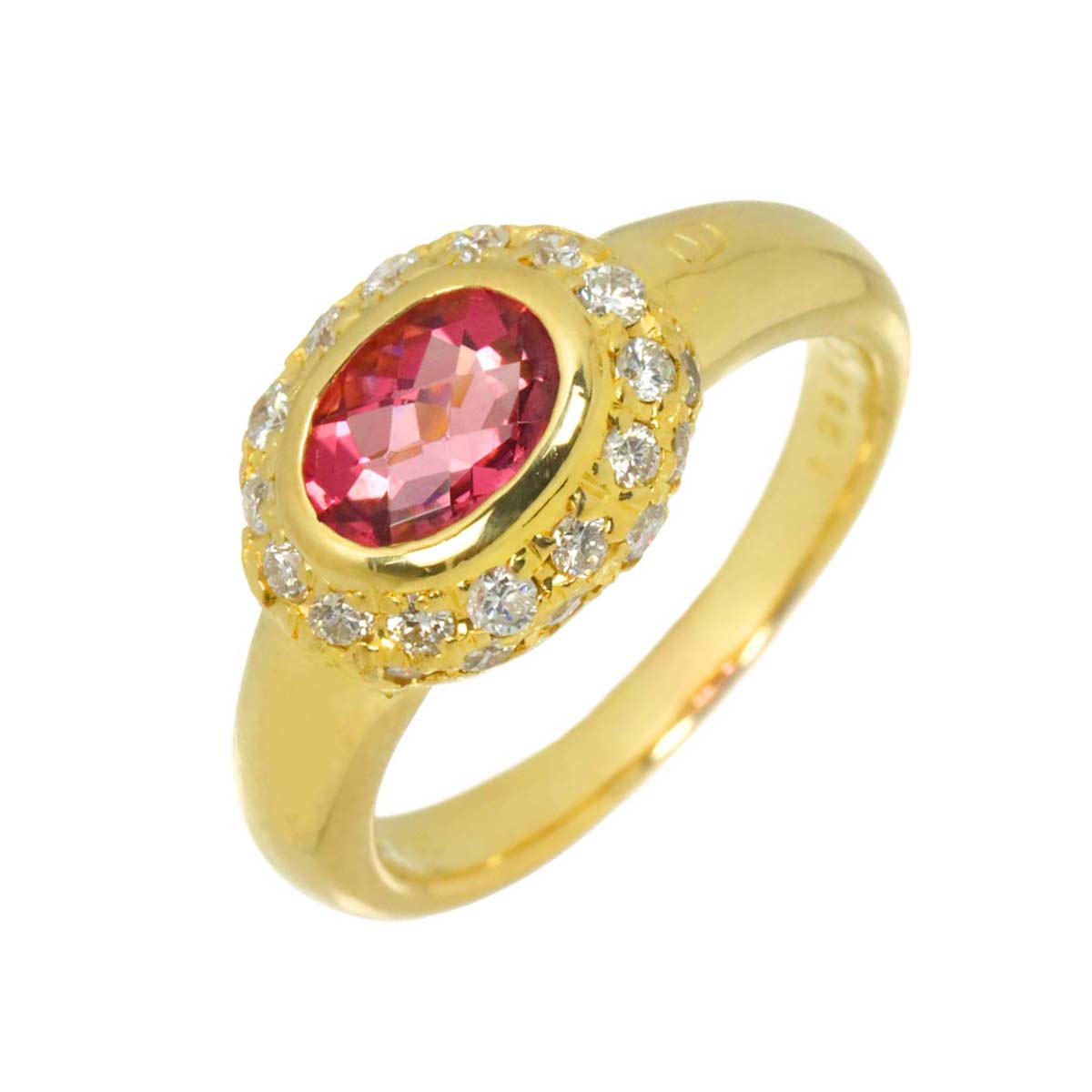 Tourmaline 1.06ct Diamond 0.53ct Ring 18K YG 750 Size6.75(US)