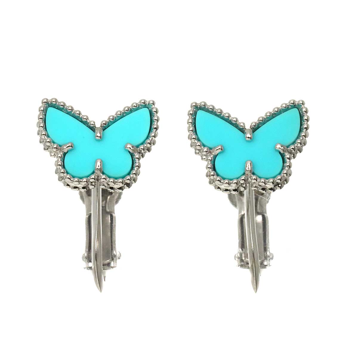 Sweet Alhambra Turquoise Earrings Clip on 18K WG 750