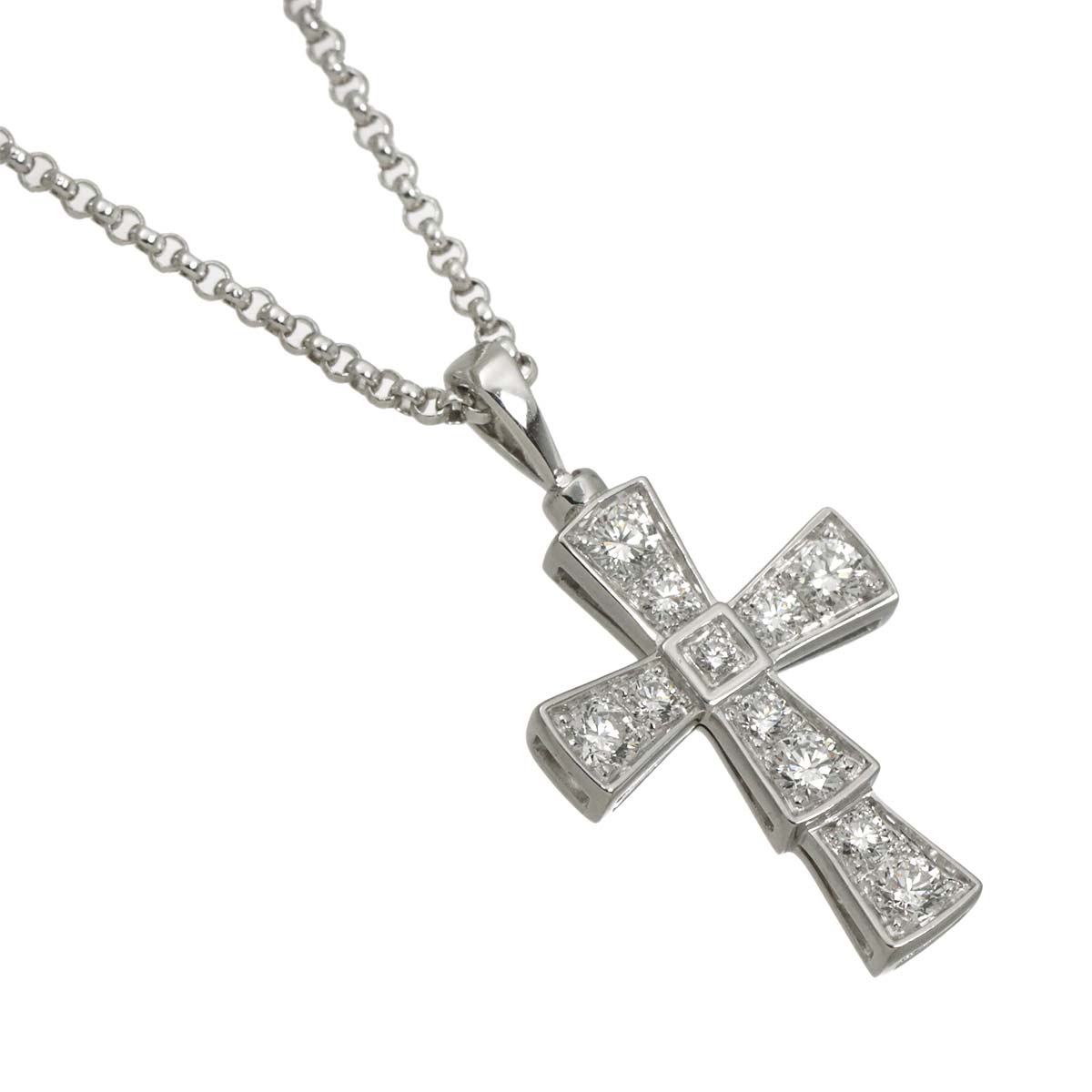 Serpenti Small Cross Diamond Necklace 18K White Gold 750
