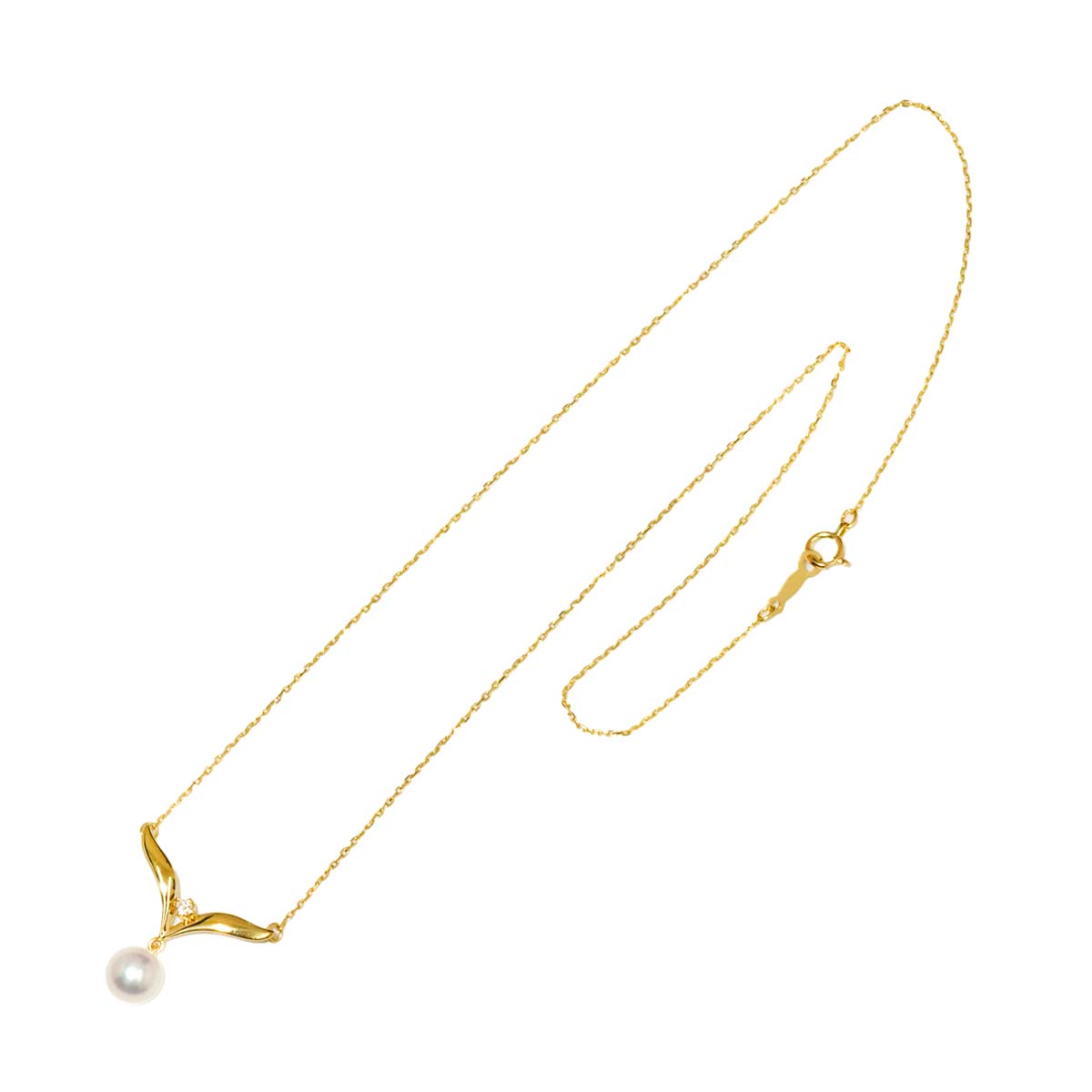 Akoya Pearl 7.0mm Diamond Necklace 18K Yellow Gold 750