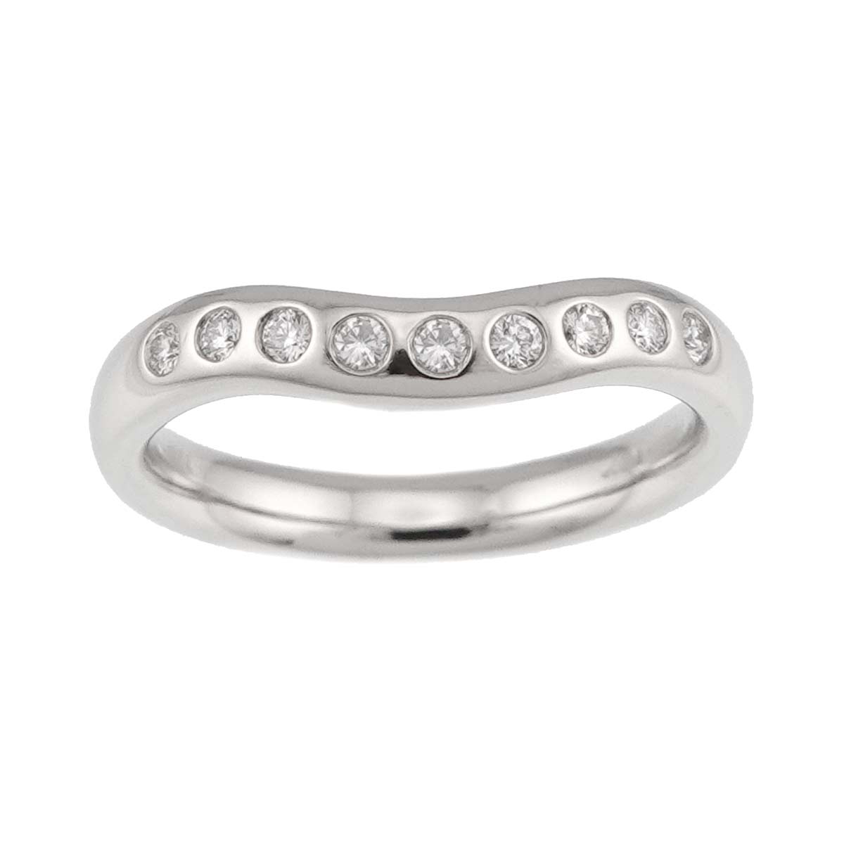 Wide Curved Band Diamond Ring Platinum size4.5(US)
