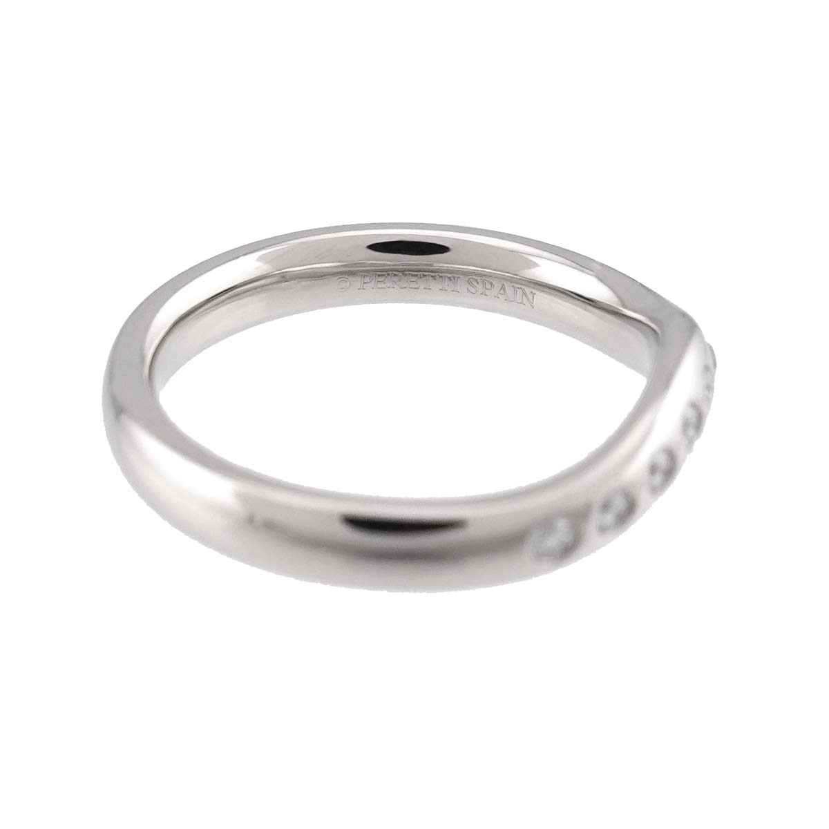 Wide Curved Band Diamond Ring Platinum size4.5(US)