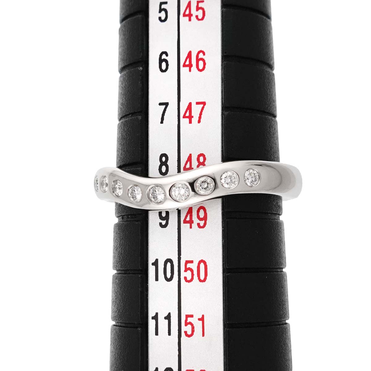 Wide Curved Band Diamond Ring Platinum size4.5(US)