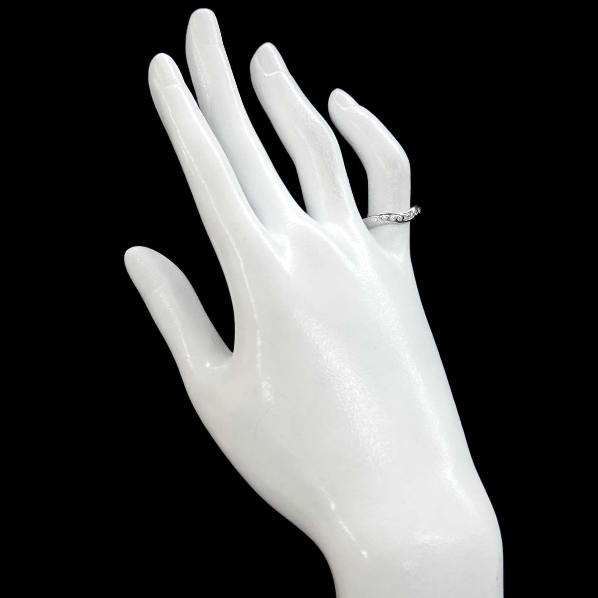 Wide Curved Band Diamond Ring Platinum size4.5(US)