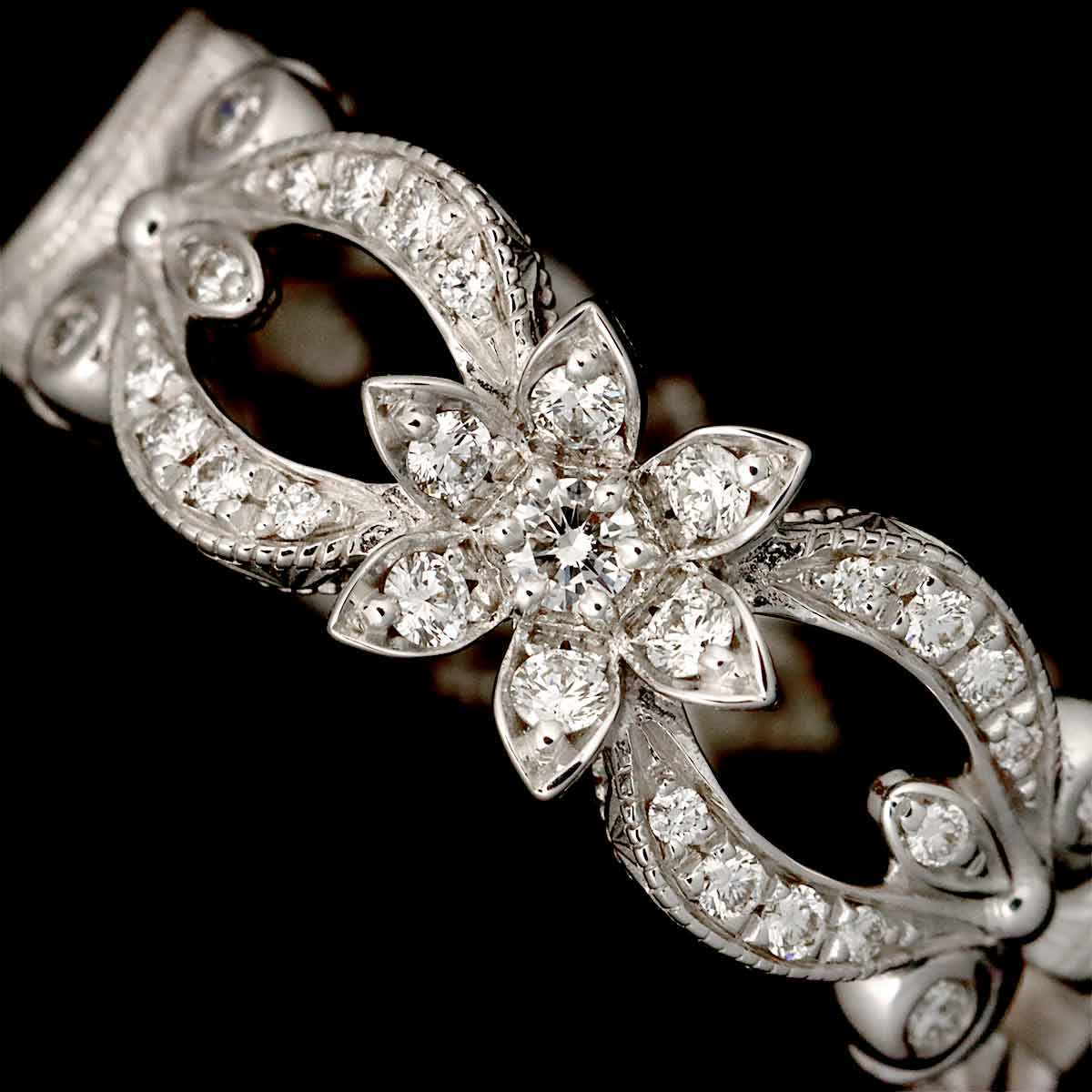Flora Ring Diamond 18K White Gold 750 Size8 4.5(US)