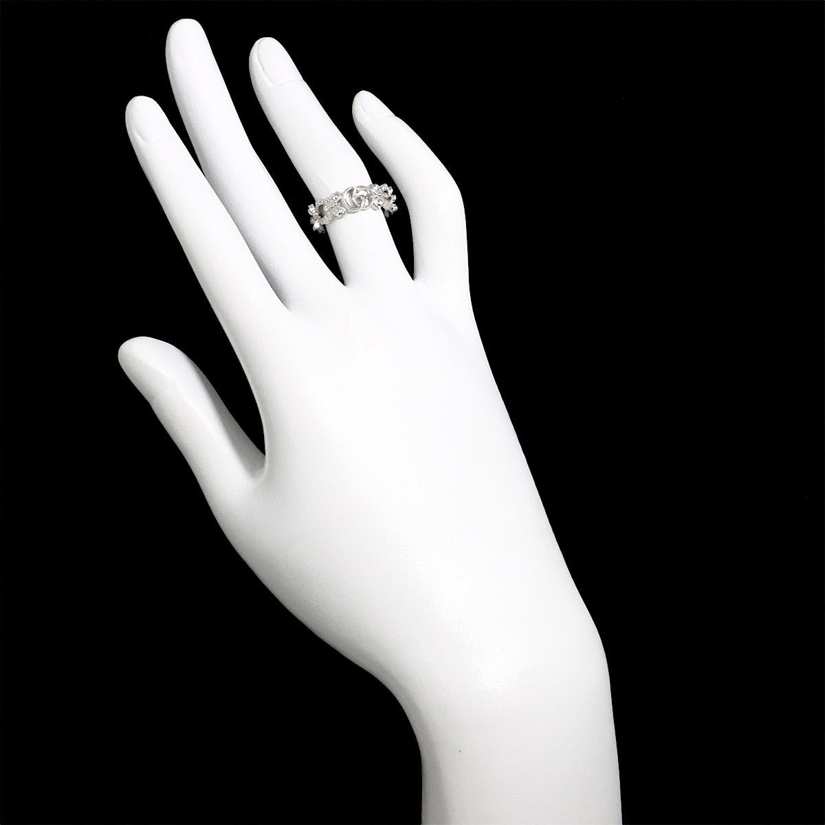 Flora Ring Diamond 18K White Gold 750 Size8 4.5(US)