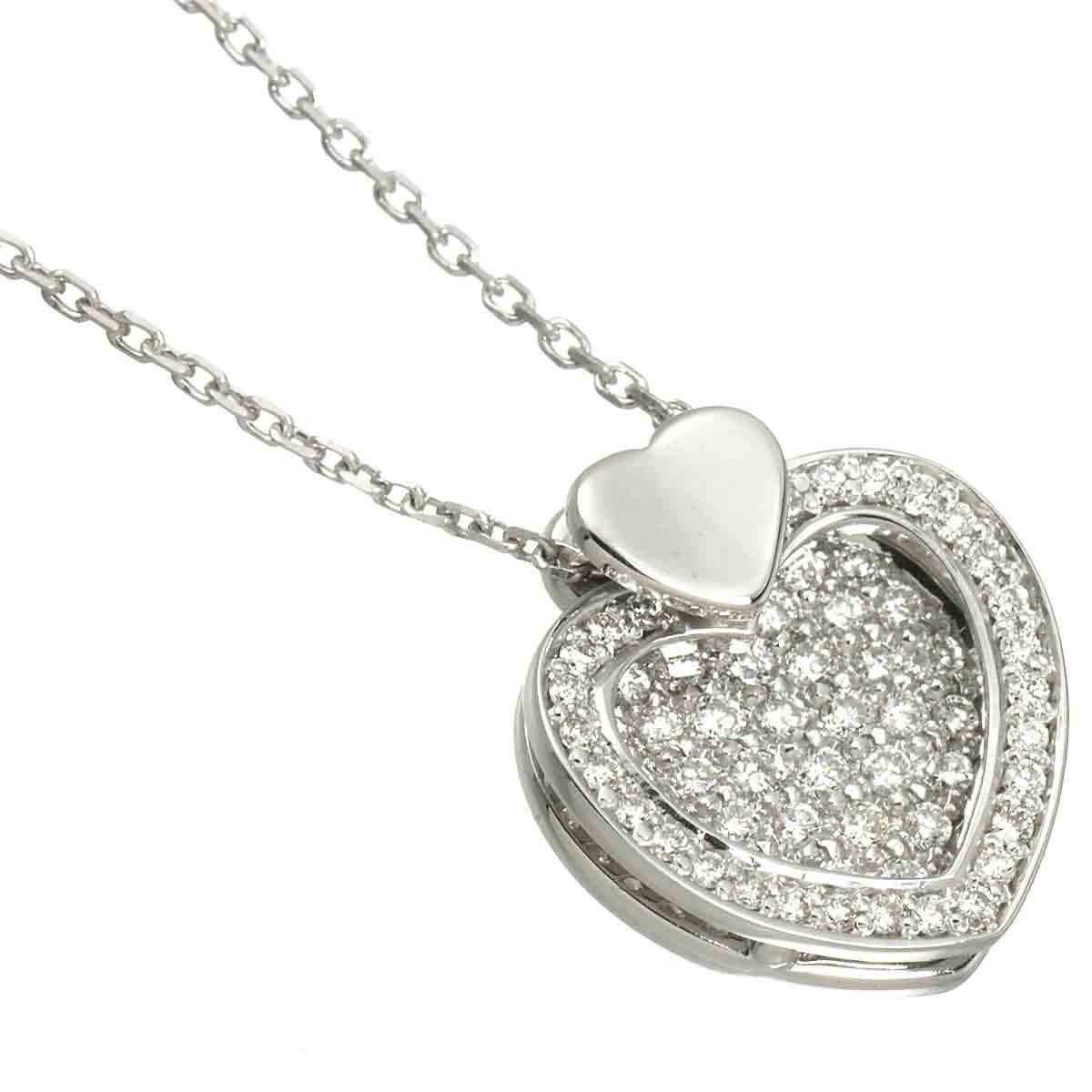 Diamond 0.65ct Heart Necklace 18K White Gold 750