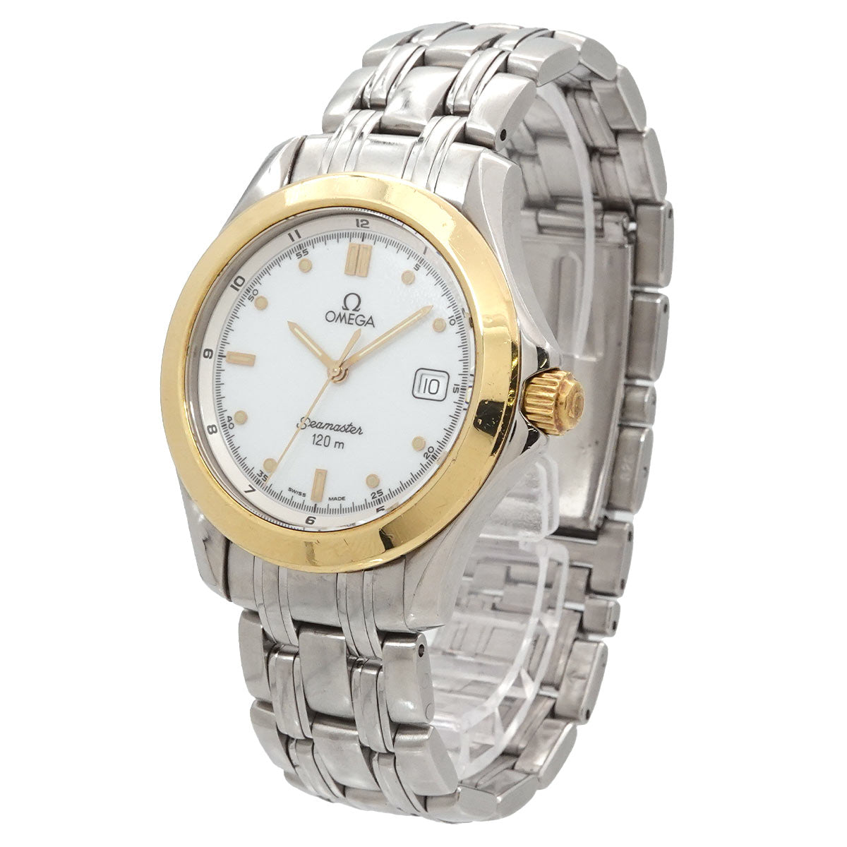 Seamaster 120 YG Date Quartz White Dial Mens Watch