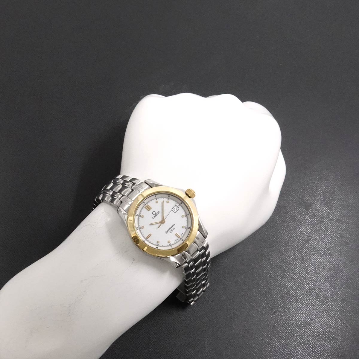 Seamaster 120 YG Date Quartz White Dial Mens Watch