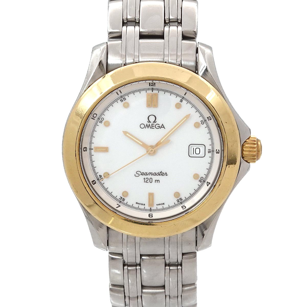 Seamaster 120 YG Date Quartz White Dial Mens Watch