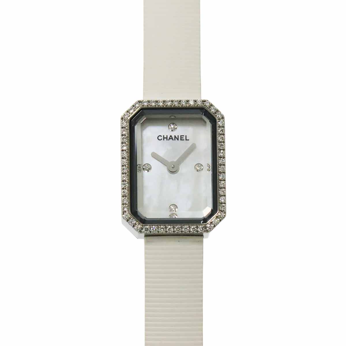 Premiere H2433 Diamond Bezel Rubber White Shell Dial Ladies