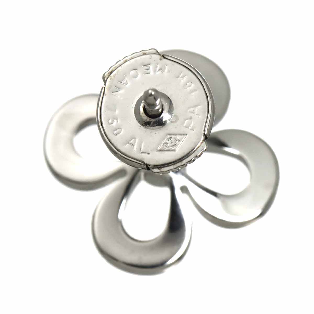 Diamond Flower Earrings Pierced 18K White Gold 750