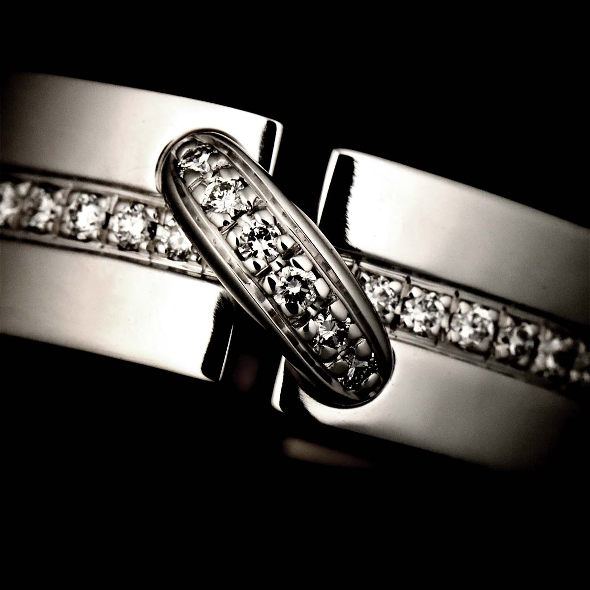 Liens Diamond Ring 18K White Gold 750 size52 6(US)