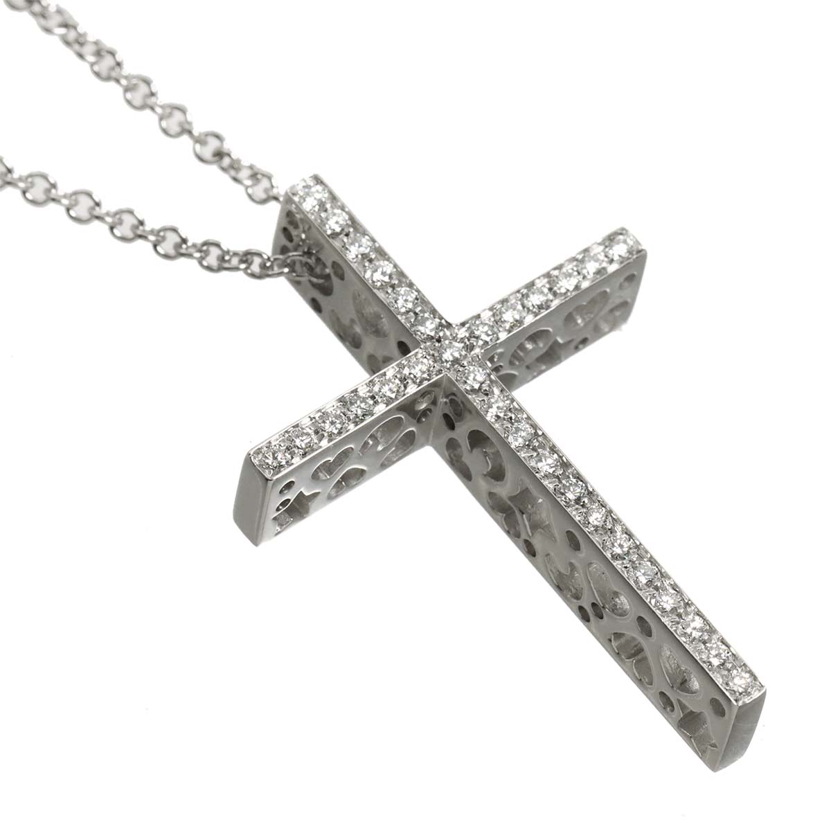 Diamond 0.49ct Sapphire Cross Necklace 18K WG 750