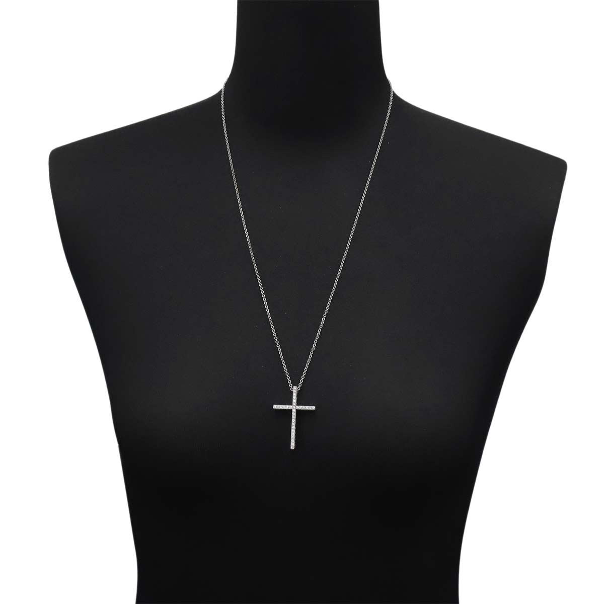 Diamond 0.49ct Sapphire Cross Necklace 18K WG 750