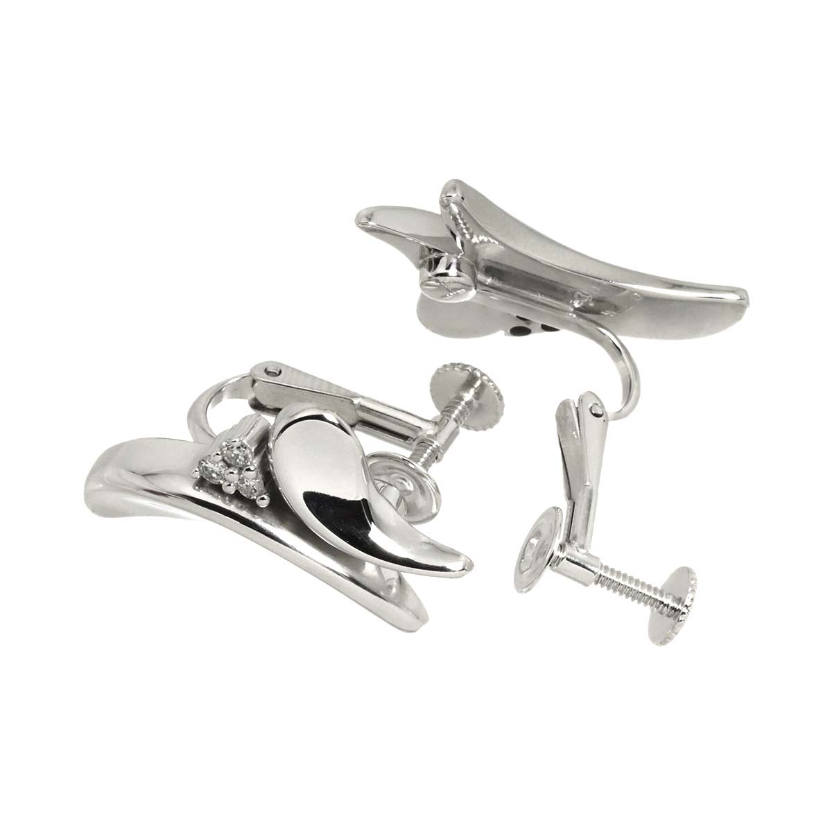 Diamond 0.20ct Earrings Clip on 18K 14K WG 750 585