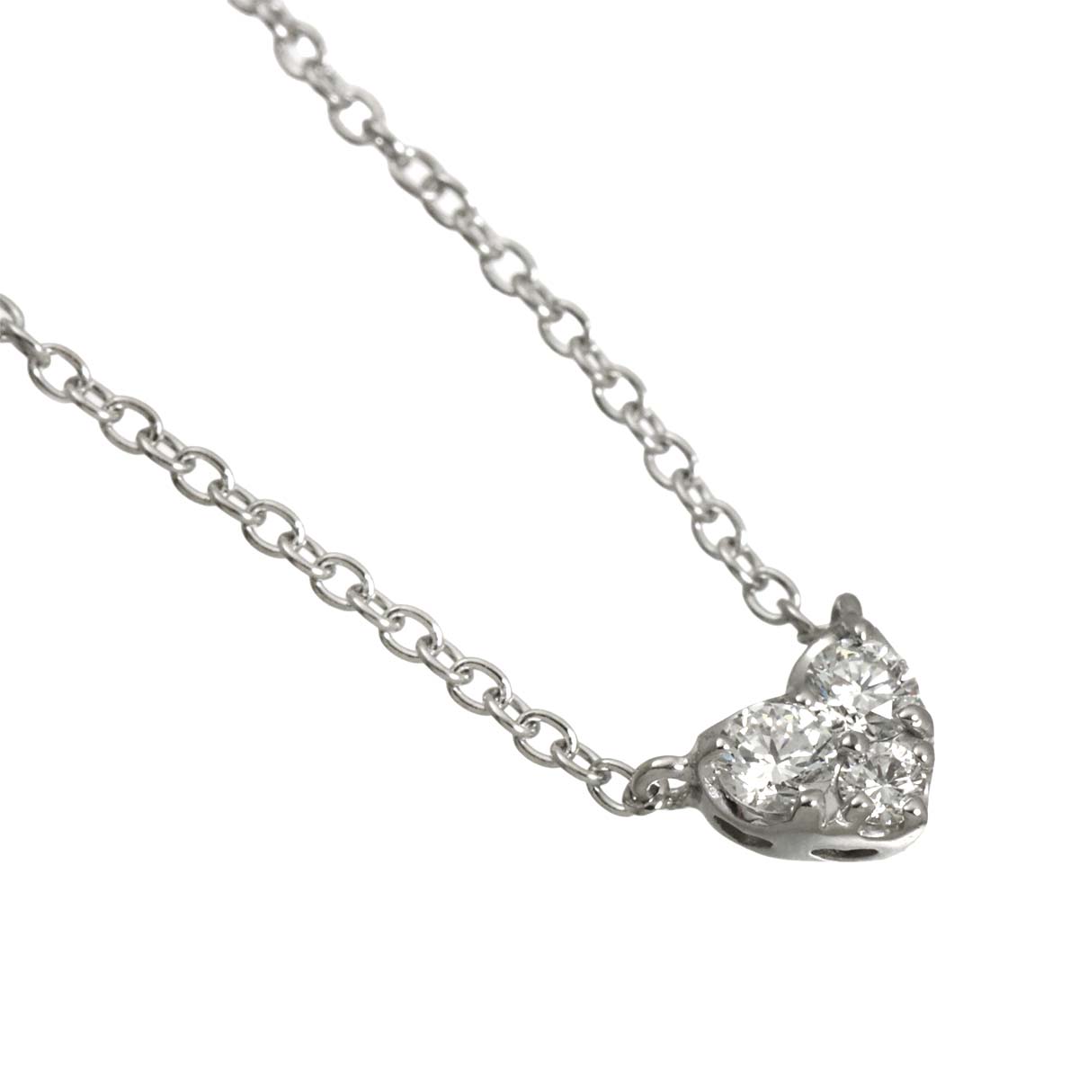 Diamond 0.10ct Heart Necklace 18K White Gold 750
