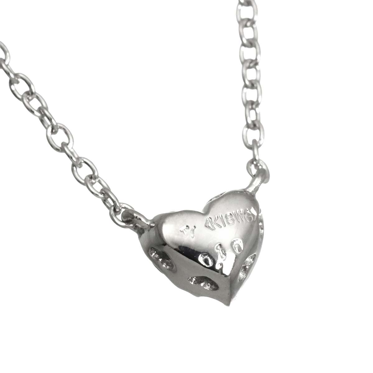 Diamond 0.10ct Heart Necklace 18K White Gold 750