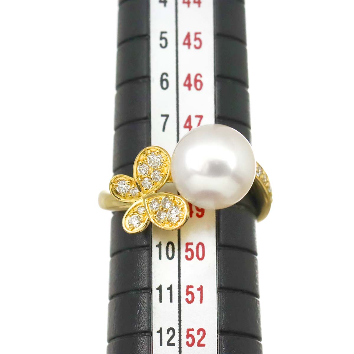 Akoya Pearl 8.9mm Diamond 0.18ct Ring 18K 750 size6(US)