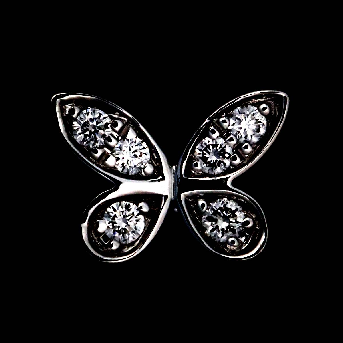 Pave butterfly Diamond Earrings Pierced 18K WG 750