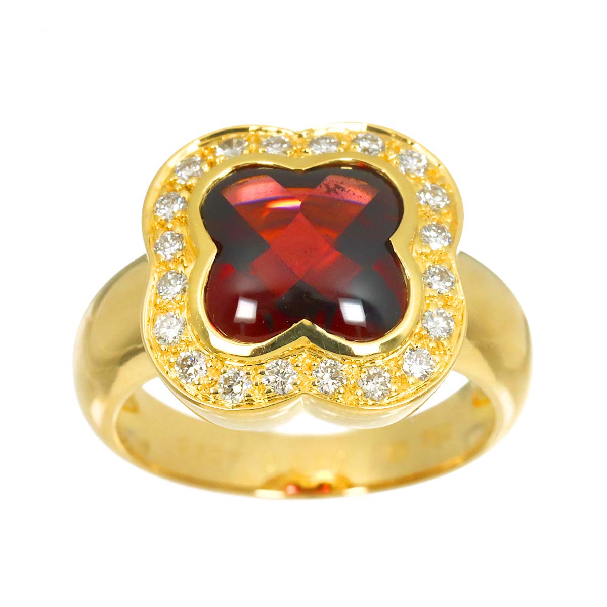 Garnet 3.57ct Diamond 0.30ct Ring 18K YG Size6-6.25(US)