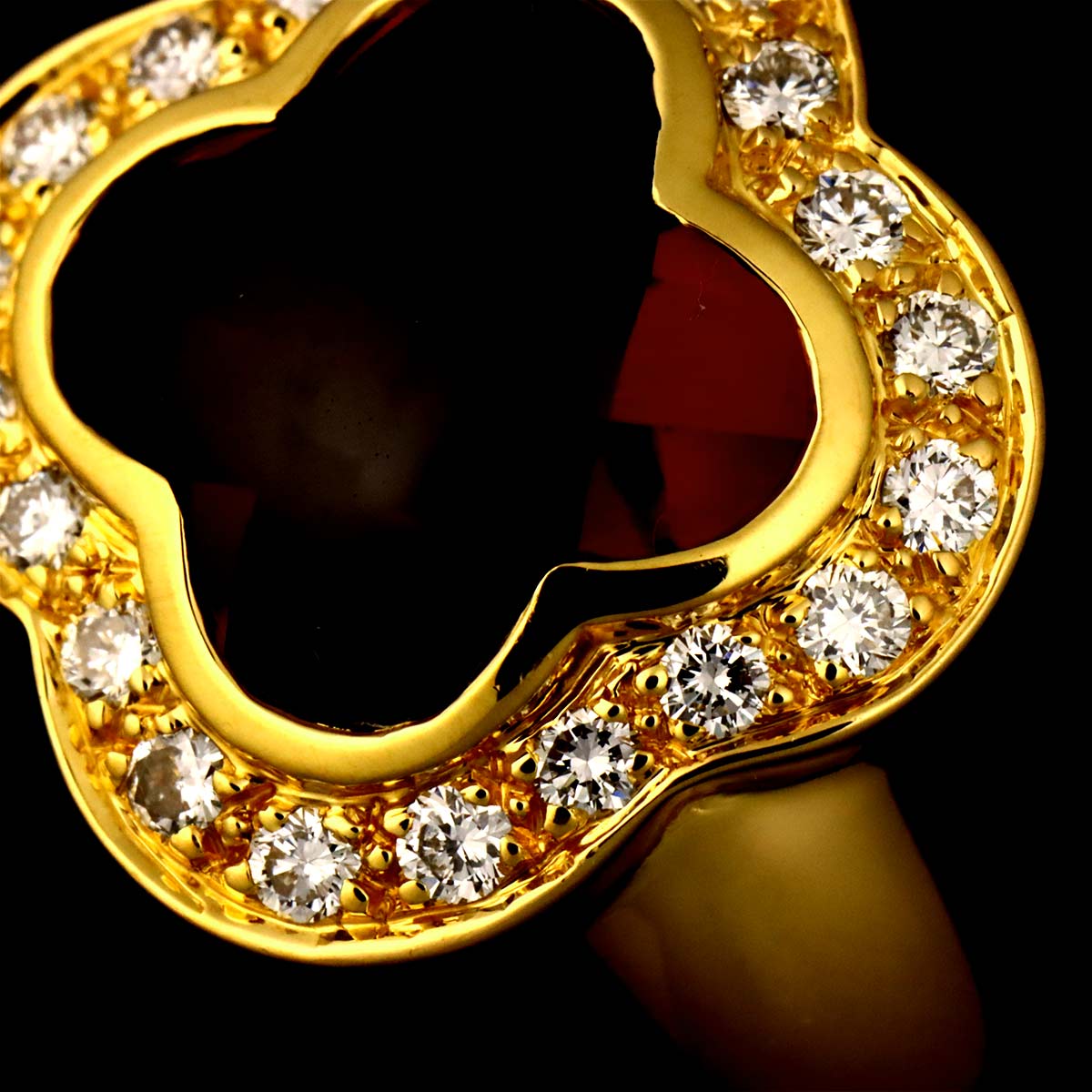 Garnet 3.57ct Diamond 0.30ct Ring 18K YG Size6-6.25(US)