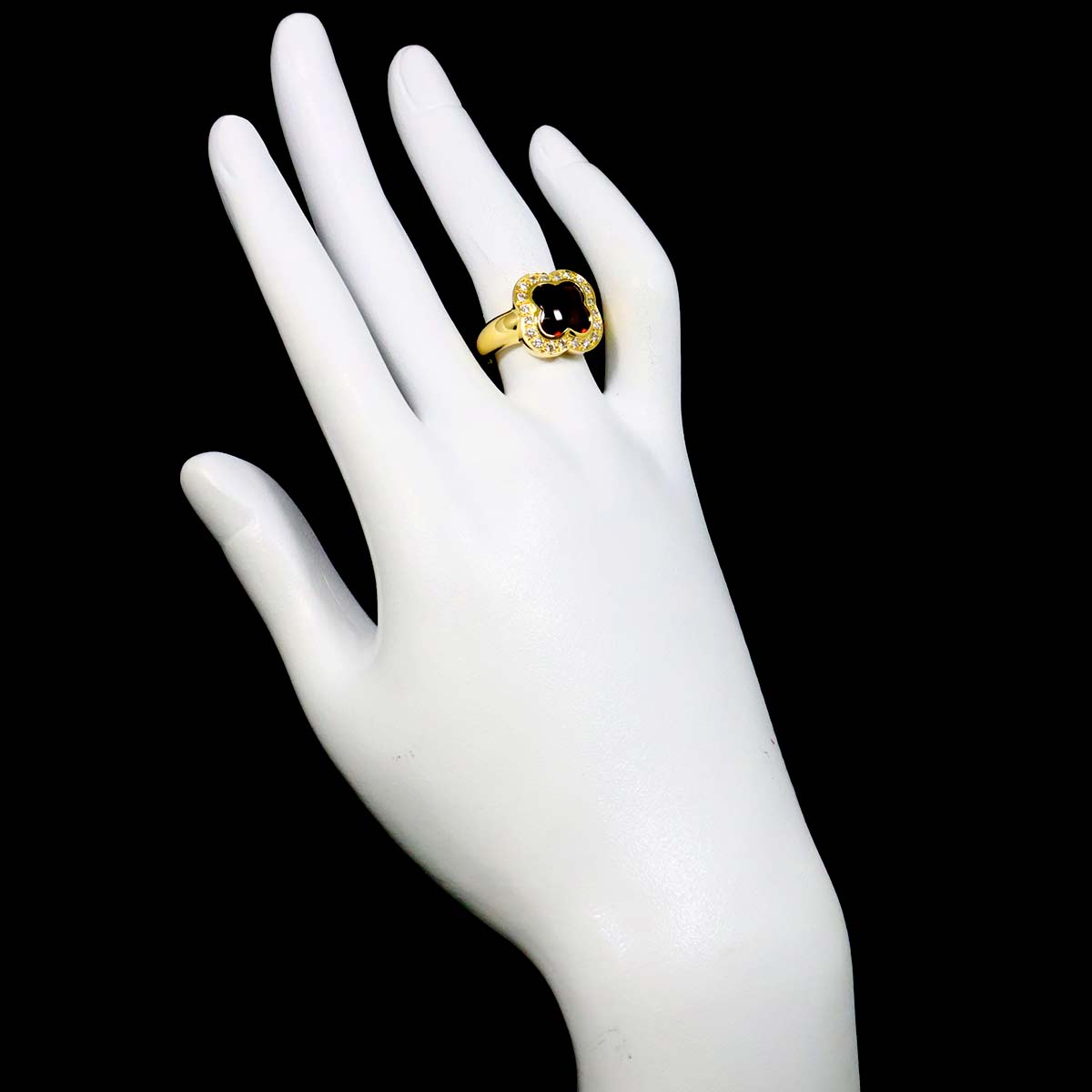 Garnet 3.57ct Diamond 0.30ct Ring 18K YG Size6-6.25(US)
