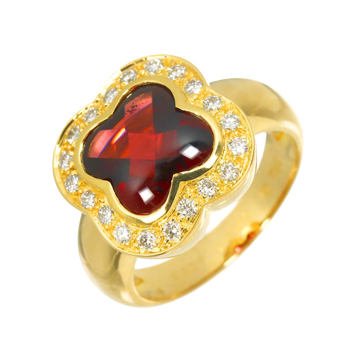 Garnet 3.57ct Diamond 0.30ct Ring 18K YG Size6-6.25(US)