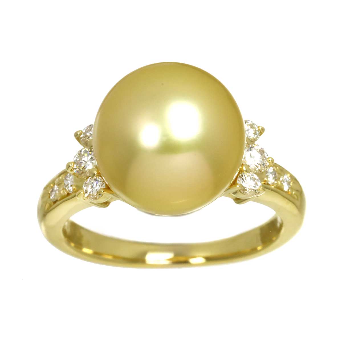 South Sea pearl Diamond 0.23ct Ring 18K YG 750 5.5-5.75(US)